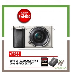 (SALES) Sony A6000 Mirrorless Digital Camera with 16-50mm Lens (Silver) (Free Sony 16GB & Extra Original Battery ) (Sony Malaysia)